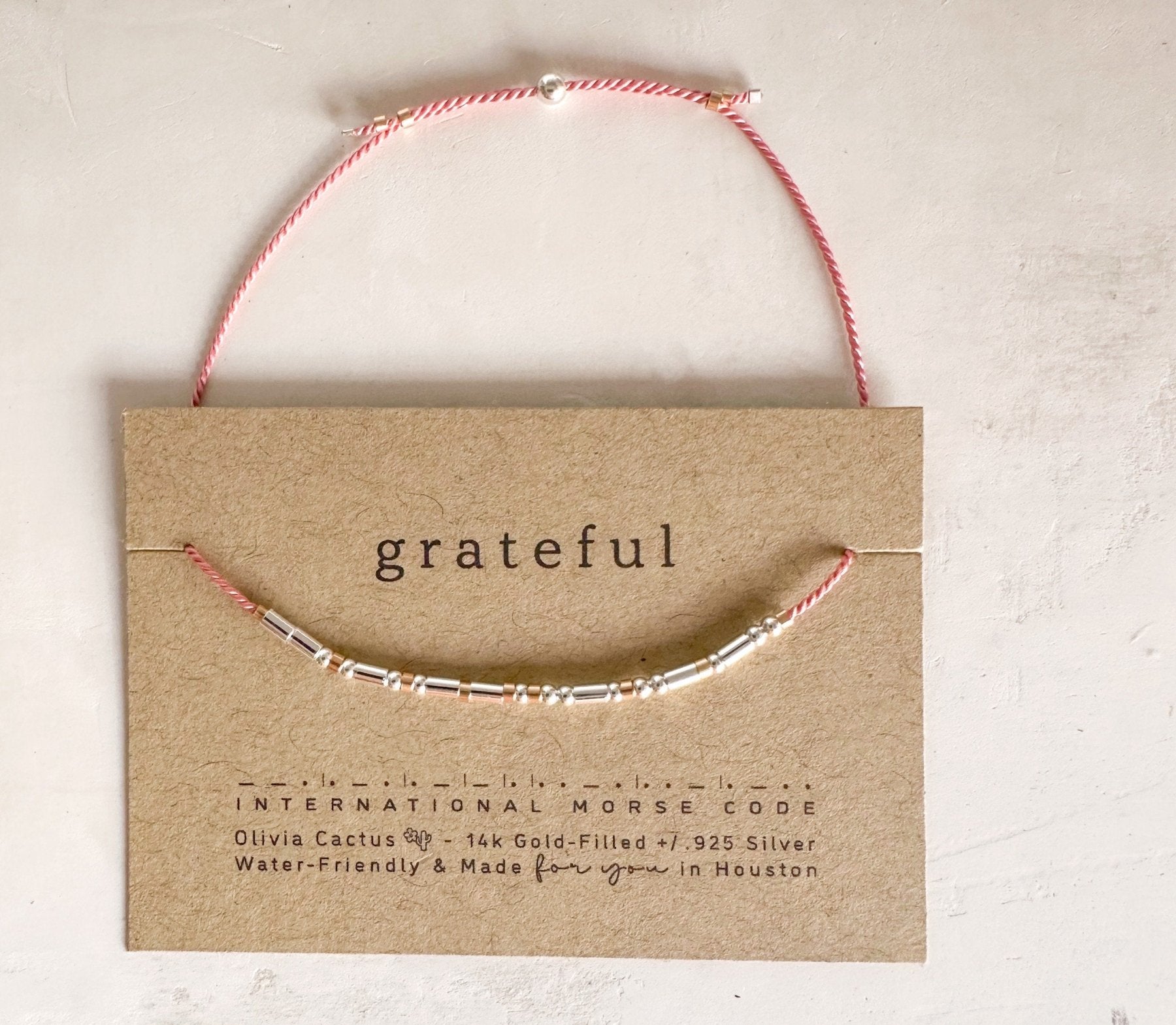 Custom Morse Code Bracelet - Dainty 14K Gold & Silver Jewelry by Olivia Cactus