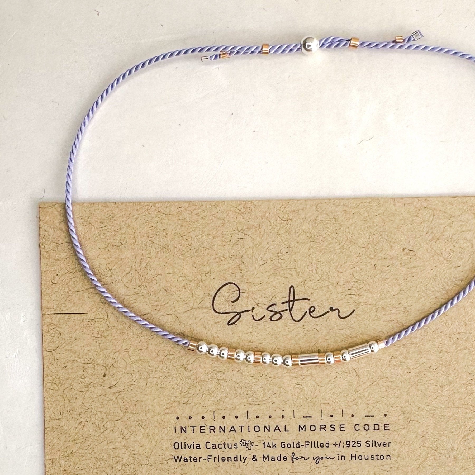 Custom Morse Code Bracelet - Dainty 14K Gold & Silver Jewelry by Olivia Cactus