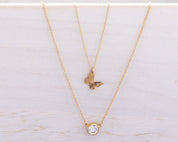 Dainty Butterfly Charm Necklace - Dainty 14K Gold & Silver Jewelry by Olivia Cactus