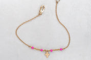 Dainty Gold Cross + Pink Chain Bracelet - Dainty 14K Gold & Silver Jewelry by Olivia Cactus