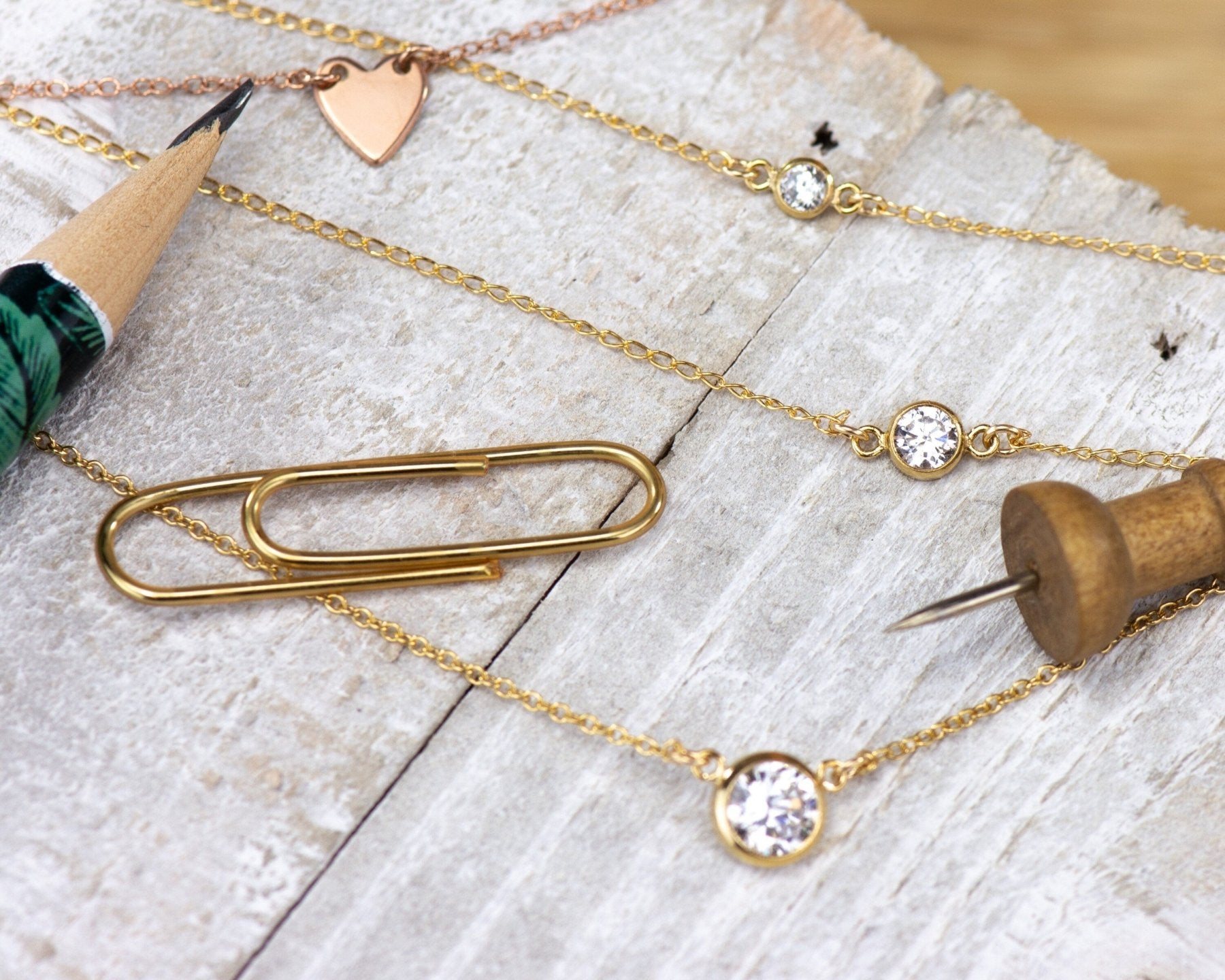 Dainty Gold CZ Bracelet 81B - Dainty 14K Gold & Silver Jewelry by Olivia Cactus