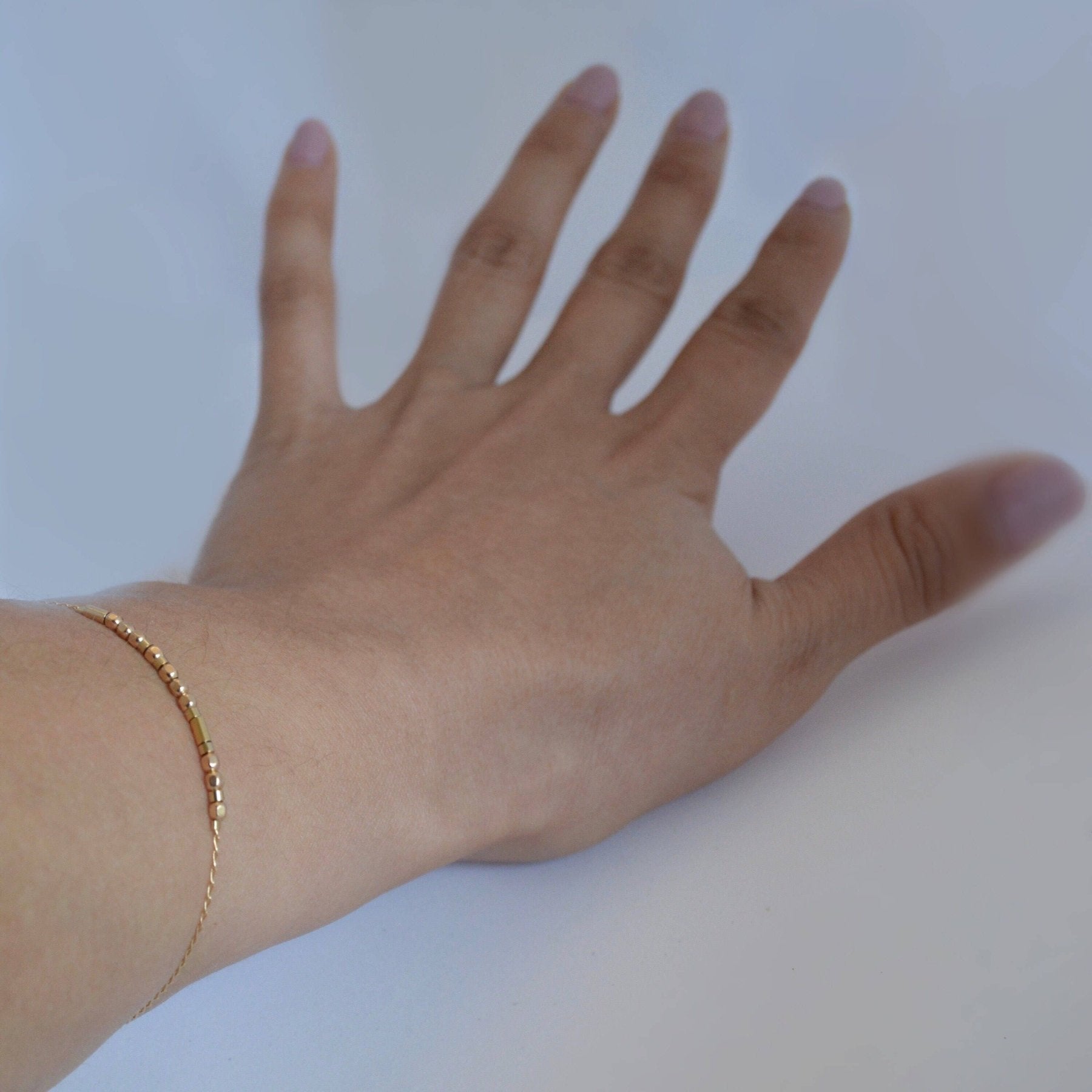 Dainty Morse Code Bracelet - Dainty 14K Gold & Silver Jewelry by Olivia Cactus