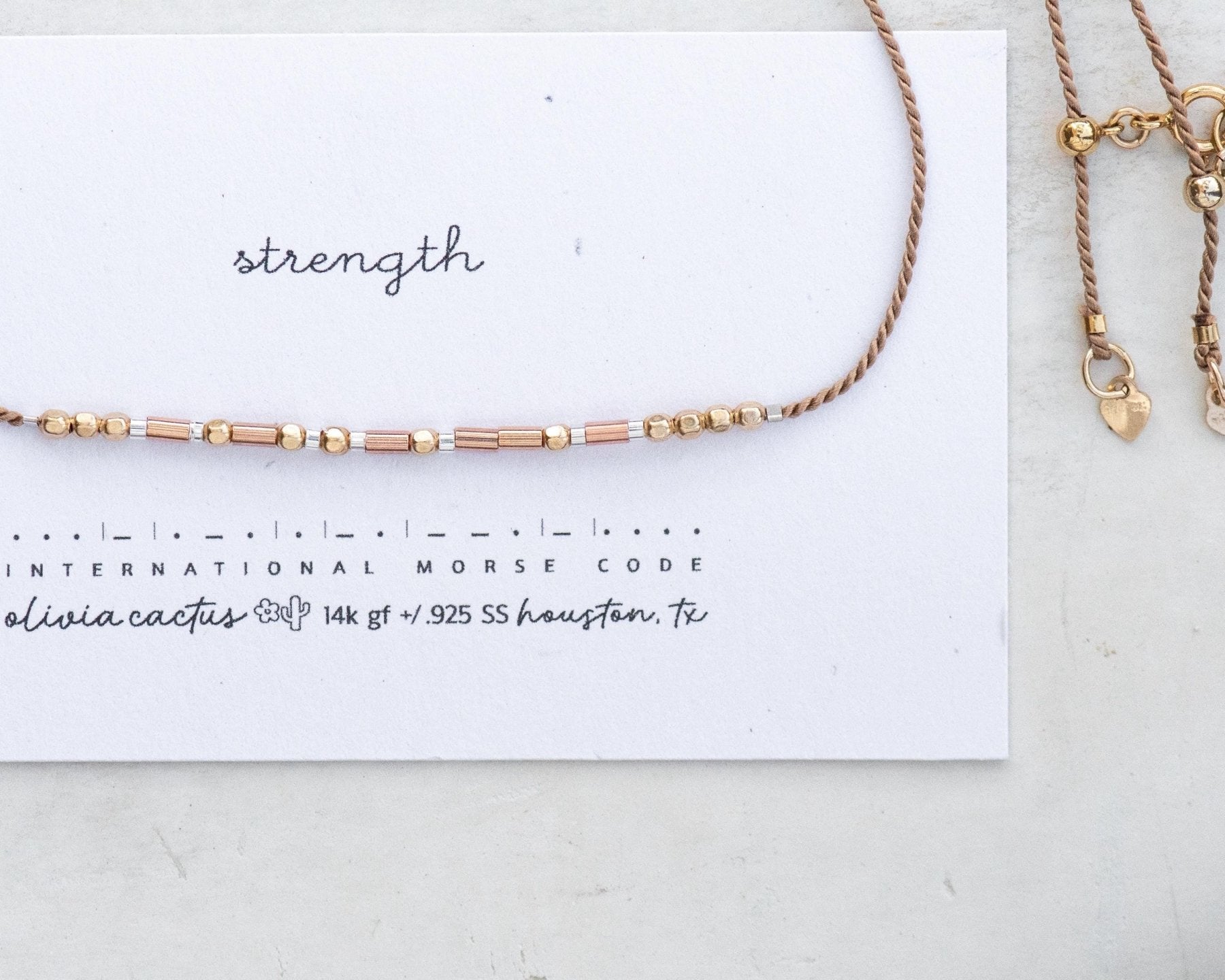 Dainty Morse Code Necklace - Dainty 14K Gold & Silver Jewelry by Olivia Cactus