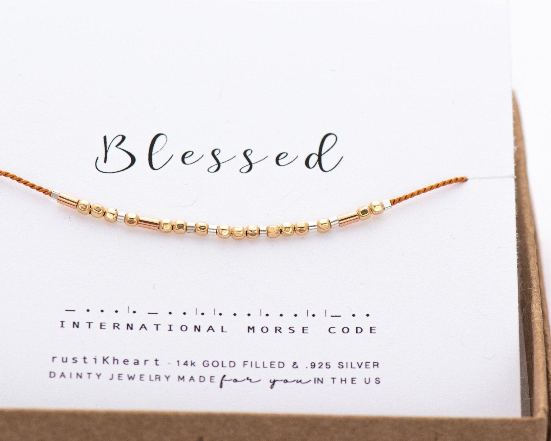 Dainty Morse code Necklace on Cord - Dainty 14K Gold & Silver Jewelry by Olivia Cactus