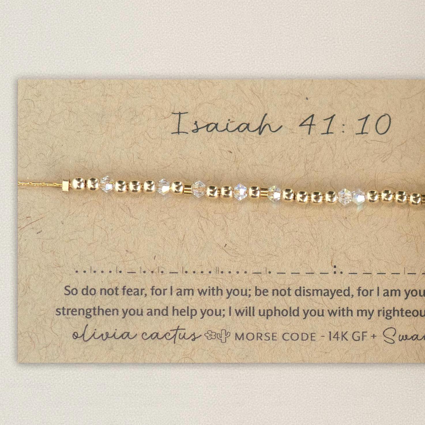 Faith Morse Code Bracelet on Chain - Dainty 14K Gold & Silver Jewelry by Olivia Cactus