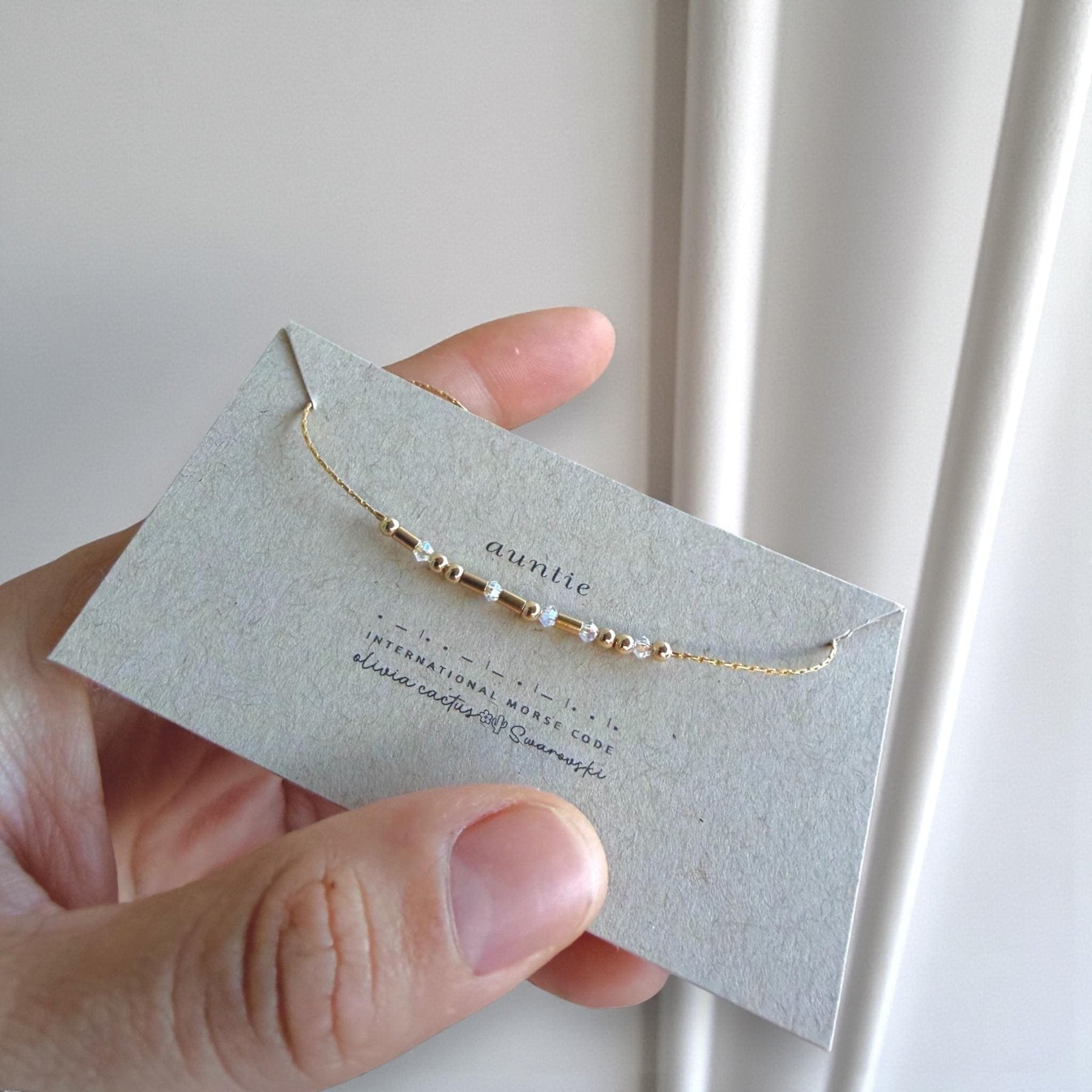 Faith Morse Code Bracelet on Chain - Dainty 14K Gold & Silver Jewelry by Olivia Cactus
