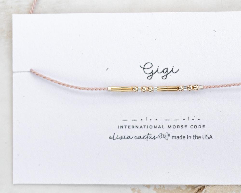 Gigi Morse Code Bracelet - Dainty 14K Gold & Silver Jewelry by Olivia Cactus