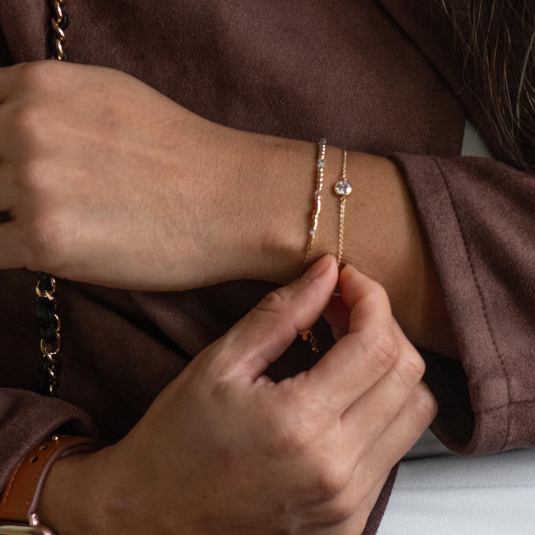 Gigi Morse Code Bracelet - Dainty 14K Gold & Silver Jewelry by Olivia Cactus