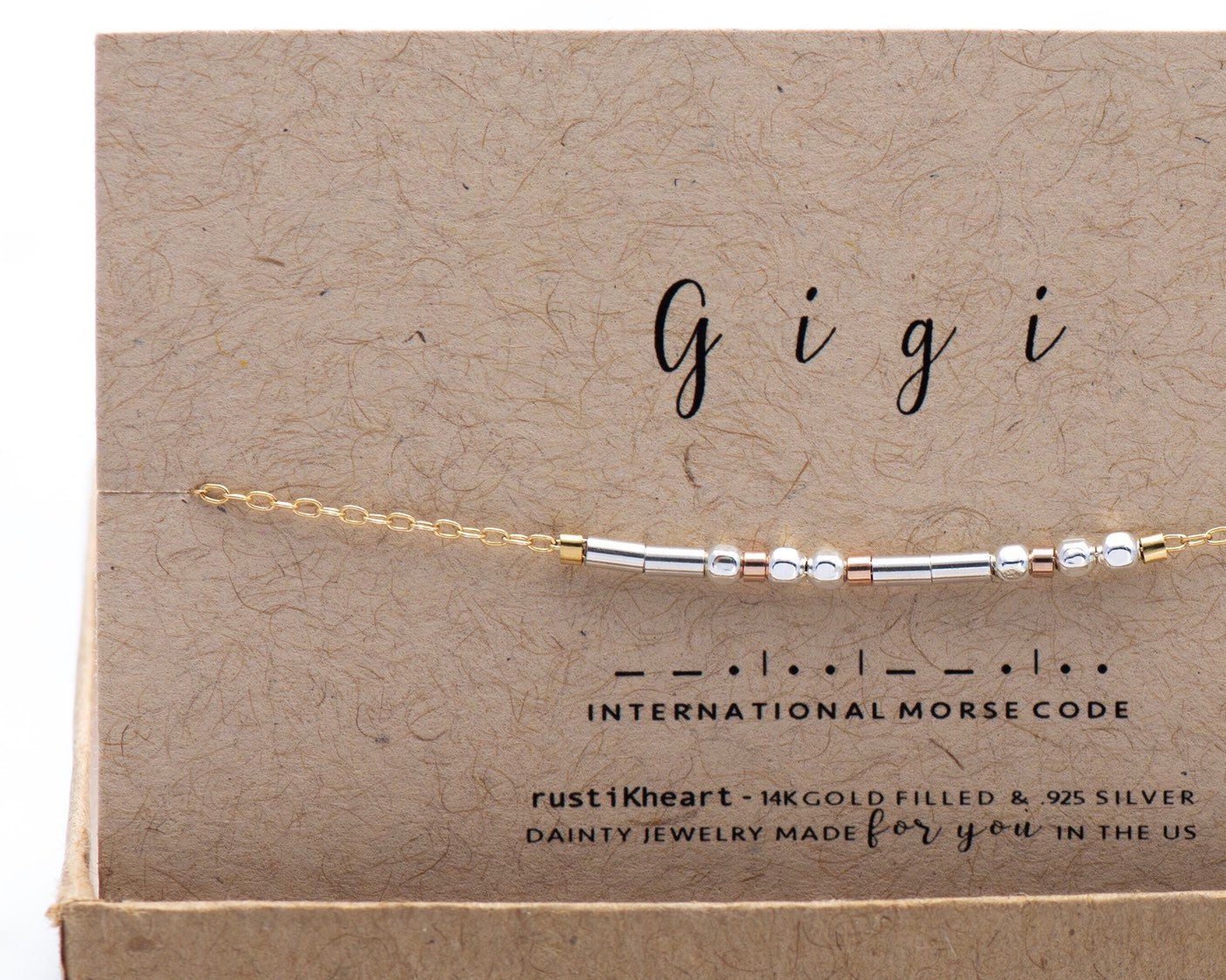 Gigi Morse Code Bracelet - Dainty 14K Gold & Silver Jewelry by Olivia Cactus