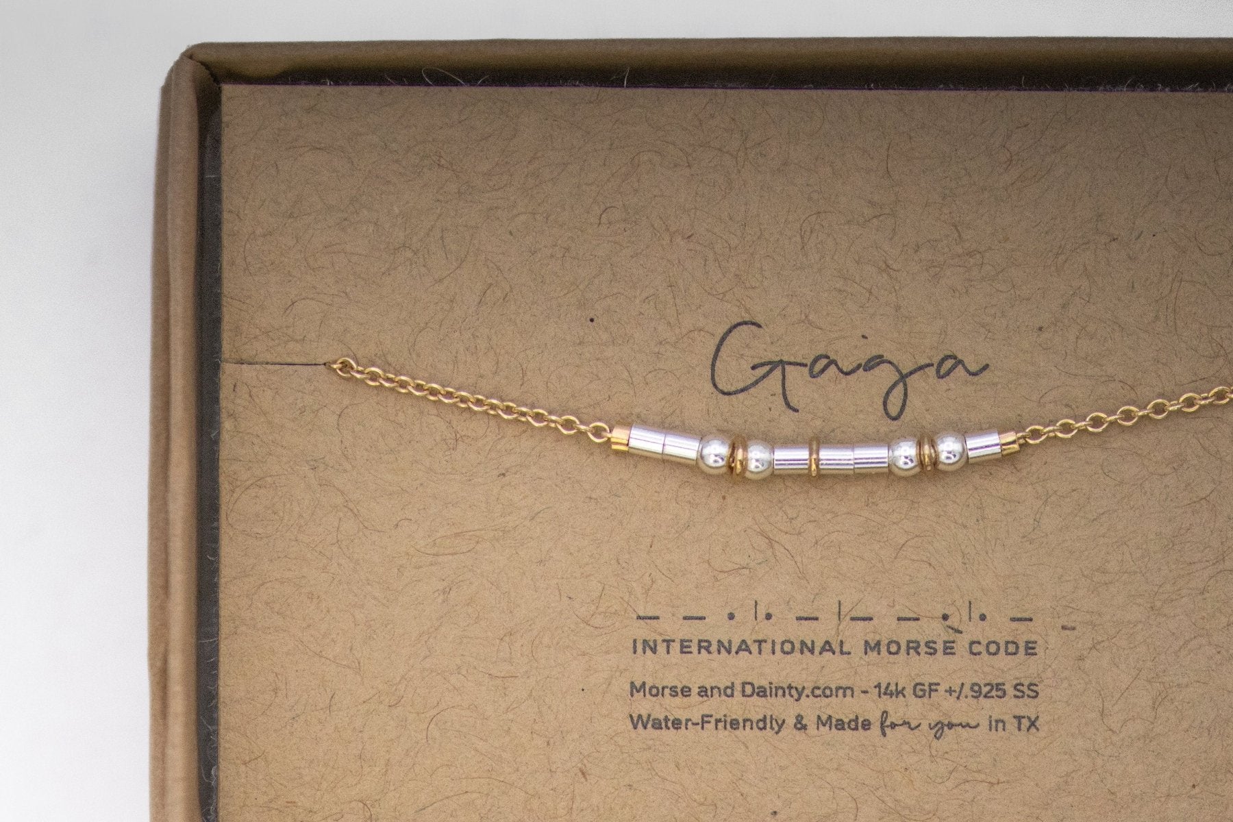 Godmother Morse Code Bracelet - Dainty 14K Gold & Silver Jewelry by Olivia Cactus