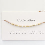 Godmother Morse Code Bracelet - Dainty 14K Gold & Silver Jewelry by Olivia Cactus