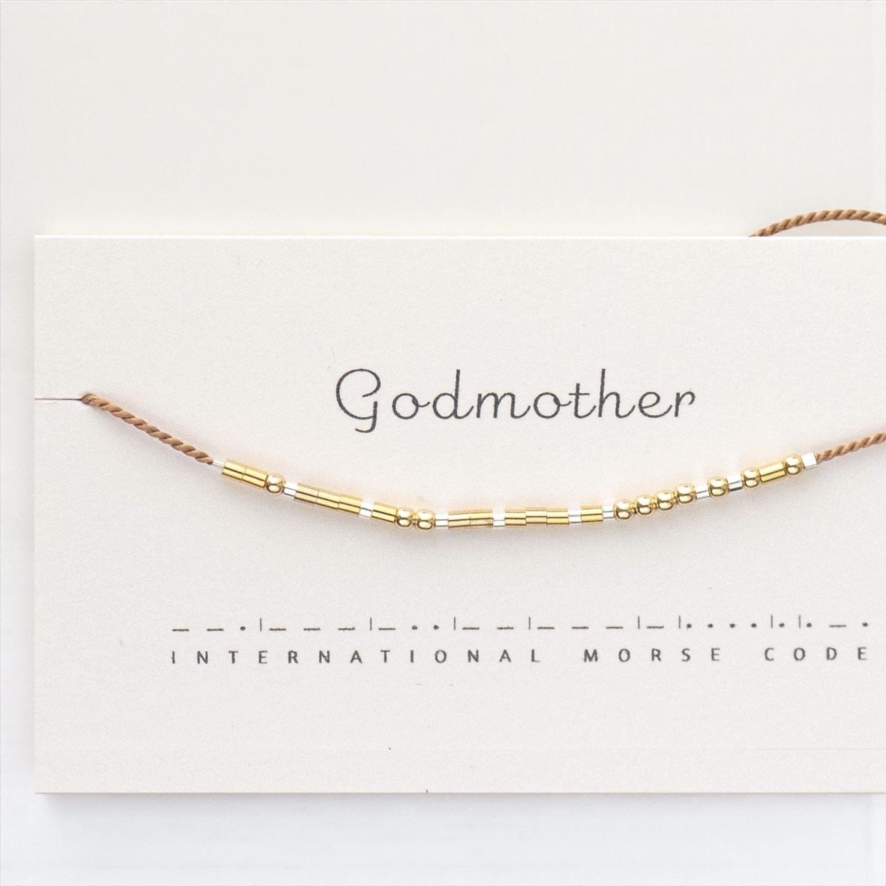 Godmother Morse Code Bracelet - Dainty 14K Gold & Silver Jewelry by Olivia Cactus