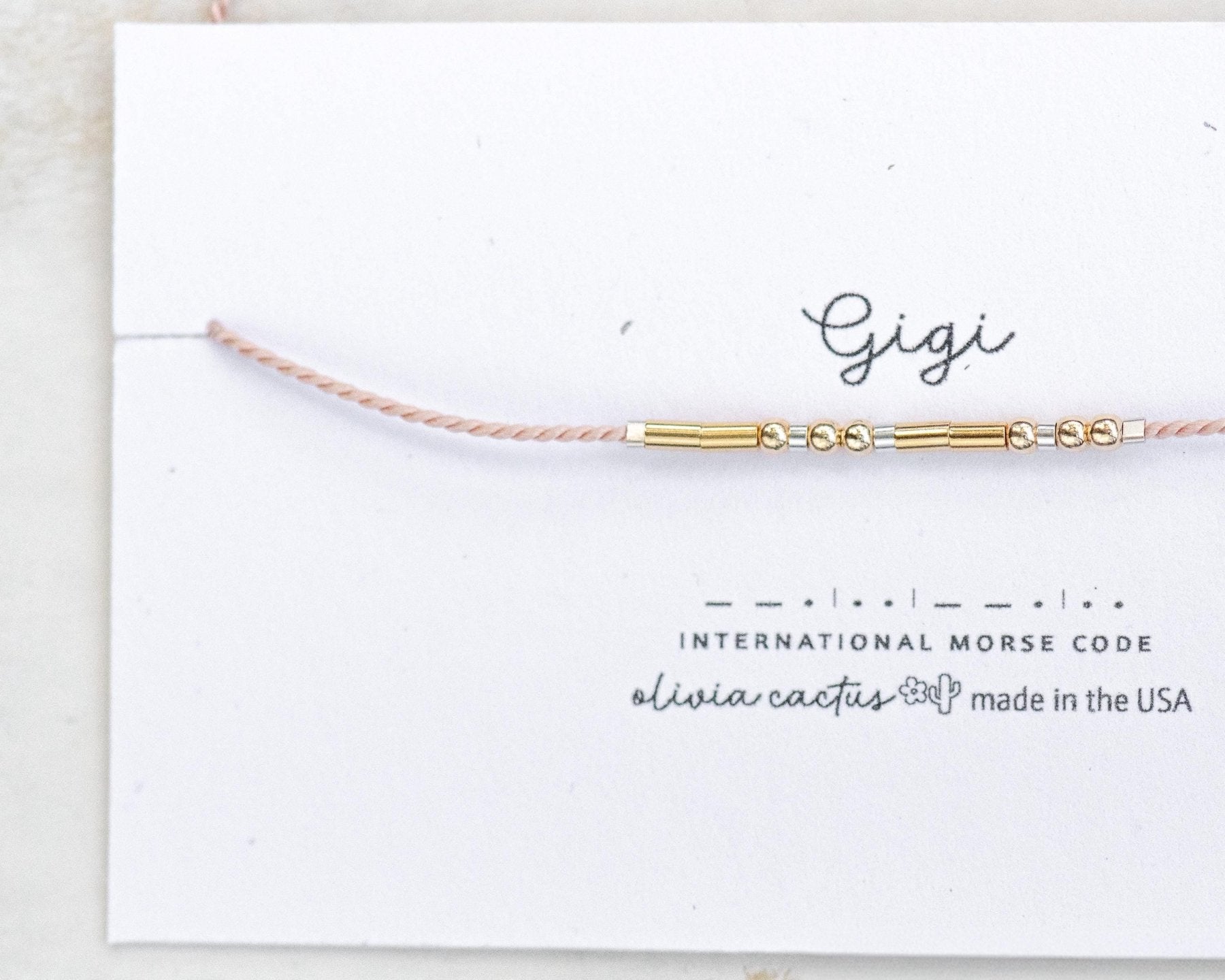 Godmother Morse Code Bracelet - Dainty 14K Gold & Silver Jewelry by Olivia Cactus