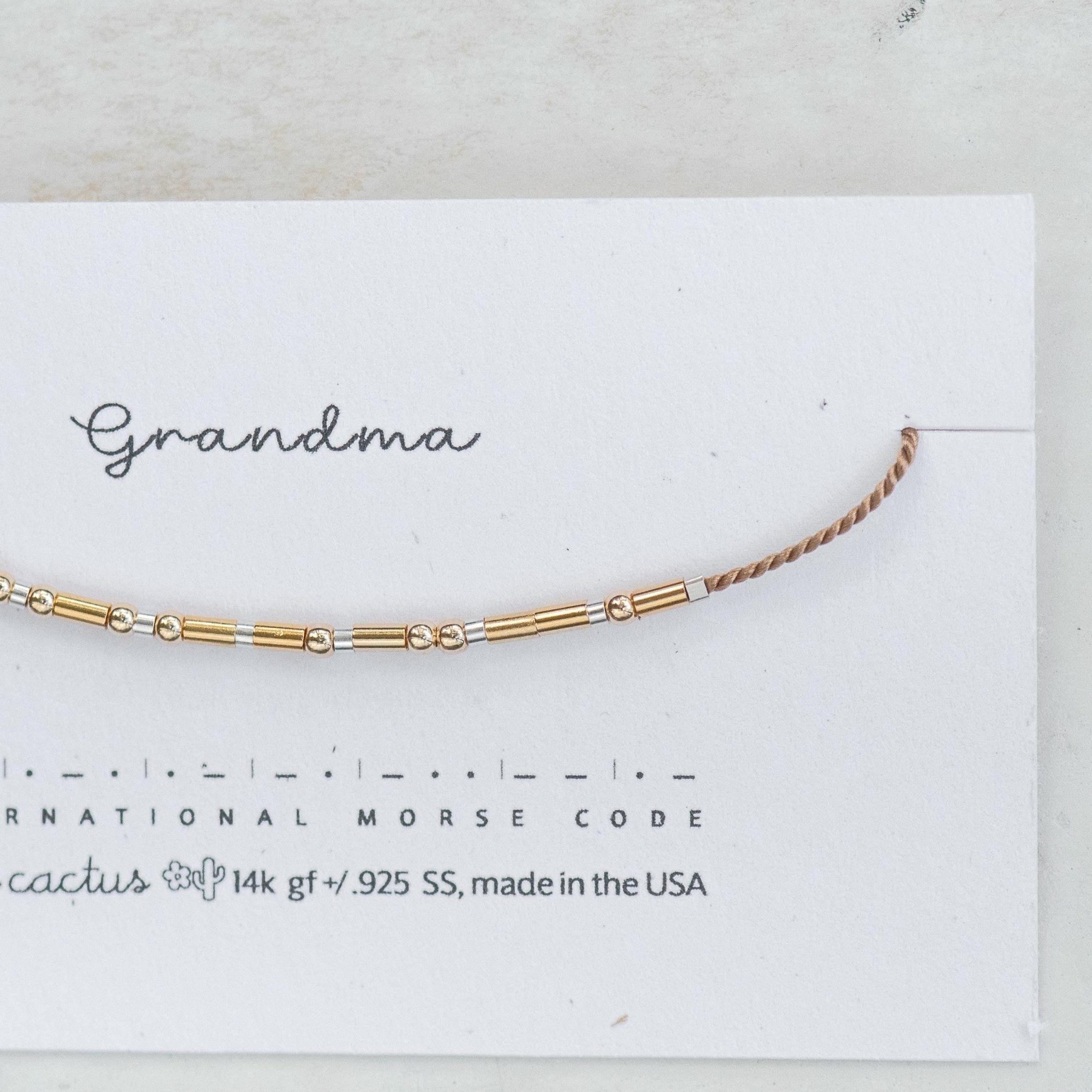 Godmother Morse Code Bracelet - Dainty 14K Gold & Silver Jewelry by Olivia Cactus