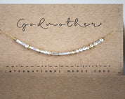Godmother Morse Code Bracelet - Dainty 14K Gold & Silver Jewelry by Olivia Cactus