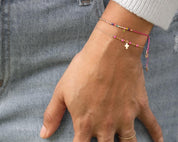 Gold Cross Bracelet with Green Accents - Dainty 14K Gold & Silver Jewelry by Olivia Cactus