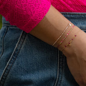 Gold Cross on Chain, Pink Accents - Dainty 14K Gold & Silver Jewelry by Olivia Cactus