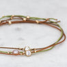 Gold Diamond Cut CZ on Silk Cord Bracelet Morse and Dainty Jewelry by Olivia Cactus