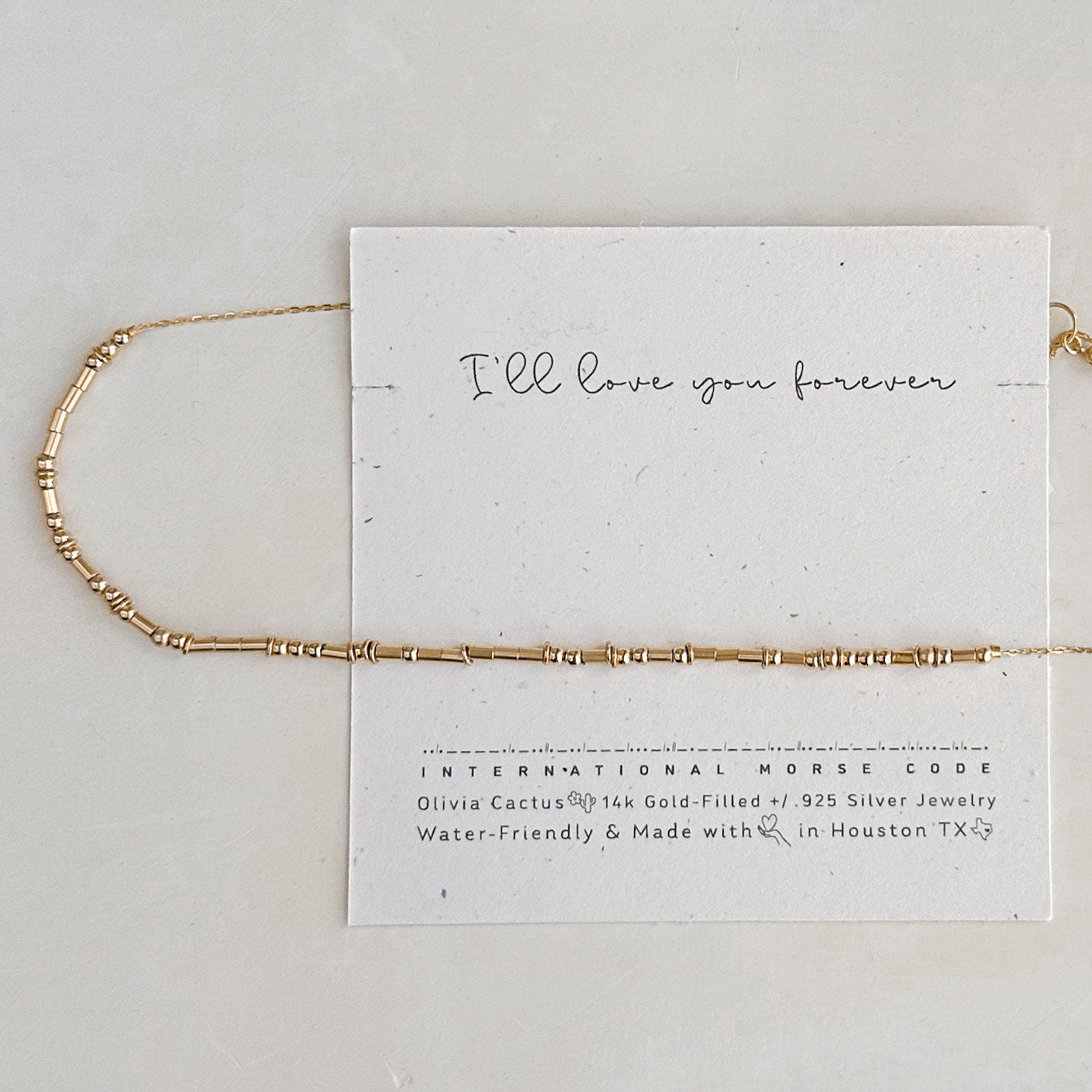 Grammy Morse Code Necklace - Dainty 14K Gold & Silver Jewelry by Olivia Cactus