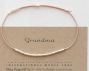 Grandma Morse Code Bracelet - Dainty 14K Gold & Silver Jewelry by Olivia Cactus