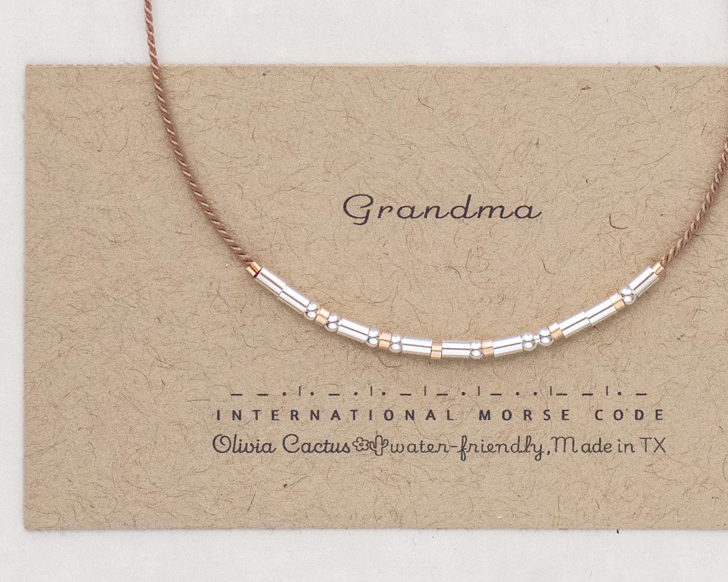 Grandma Morse Code Bracelet - Dainty 14K Gold & Silver Jewelry by Olivia Cactus