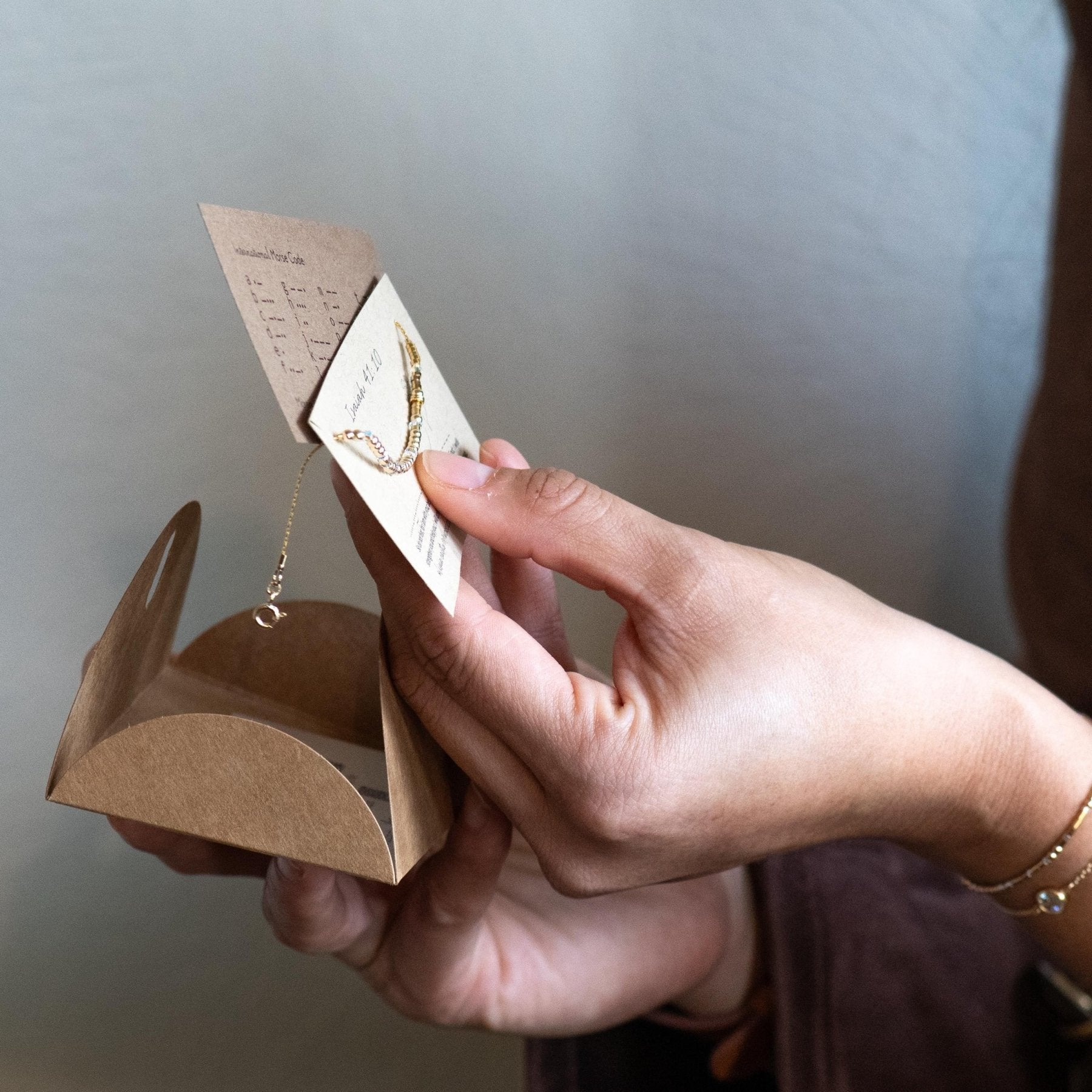 Grandma Morse Code Bracelet - Dainty 14K Gold & Silver Jewelry by Olivia Cactus