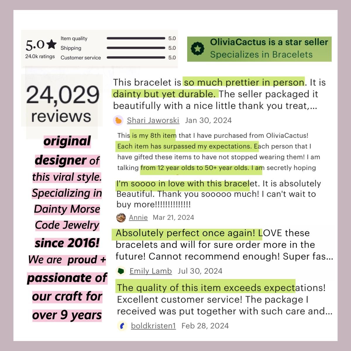 Grandma Morse Code Bracelet - Dainty 14K Gold & Silver Jewelry by Olivia Cactus