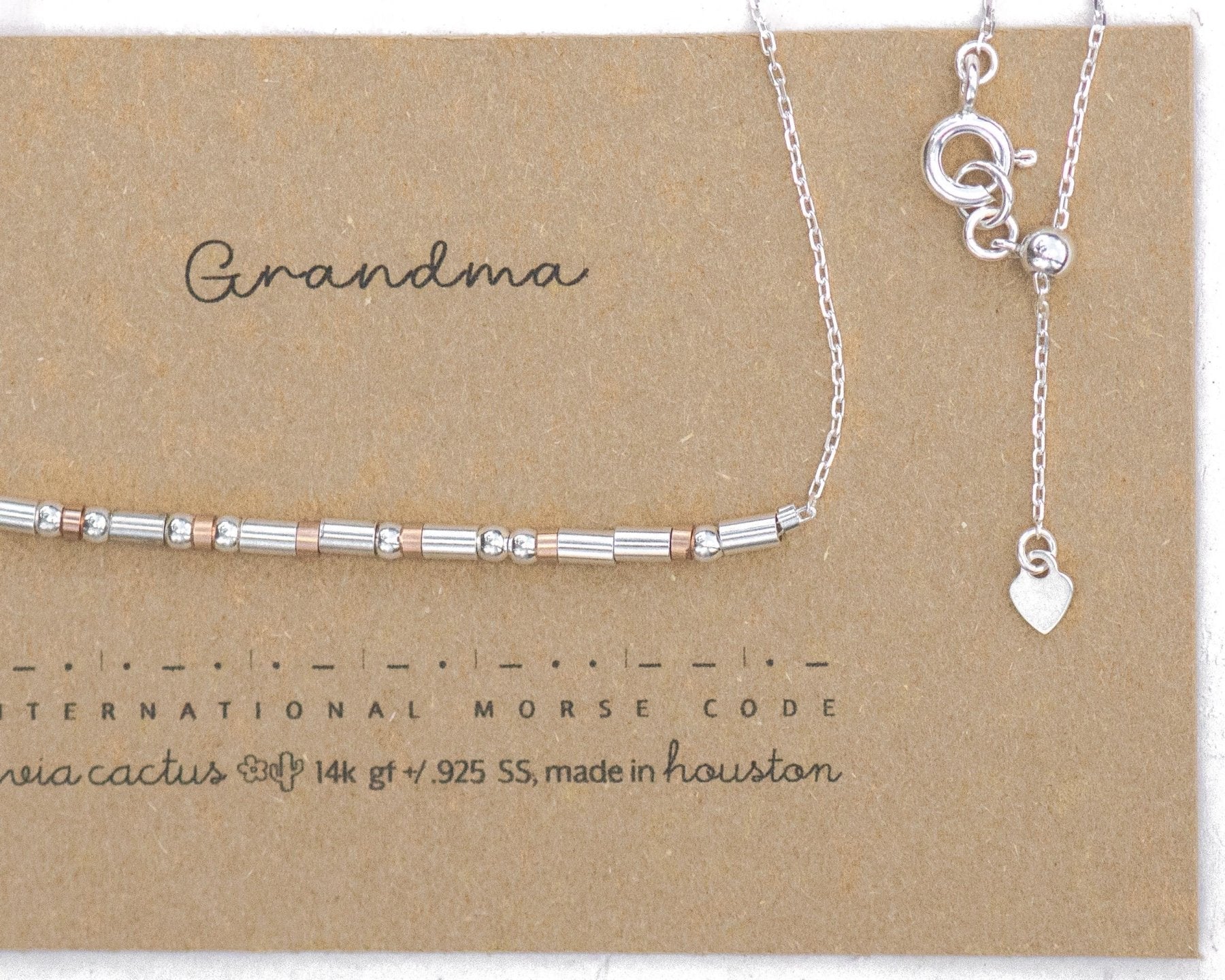 Grandma Morse Code Necklace - Dainty 14K Gold & Silver Jewelry by Olivia Cactus