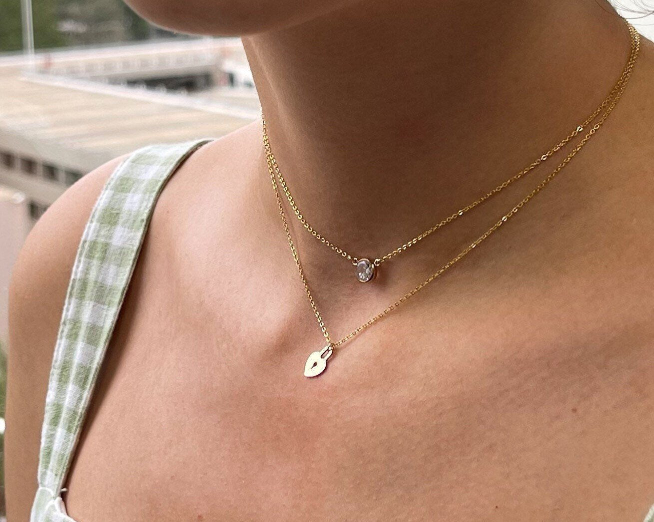 Heart Lock Necklace - Dainty 14K Gold & Silver Jewelry by Olivia Cactus