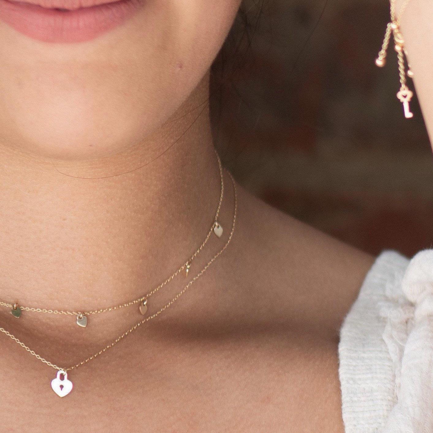 Heart Lock Necklace - Dainty 14K Gold & Silver Jewelry by Olivia Cactus