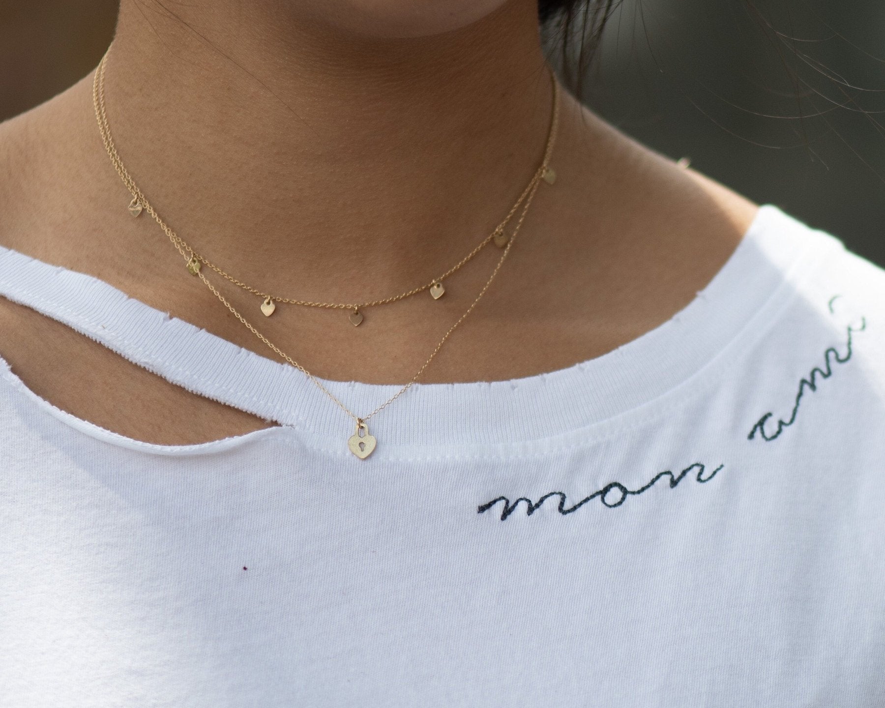 Heart Lock Necklace - Dainty 14K Gold & Silver Jewelry by Olivia Cactus