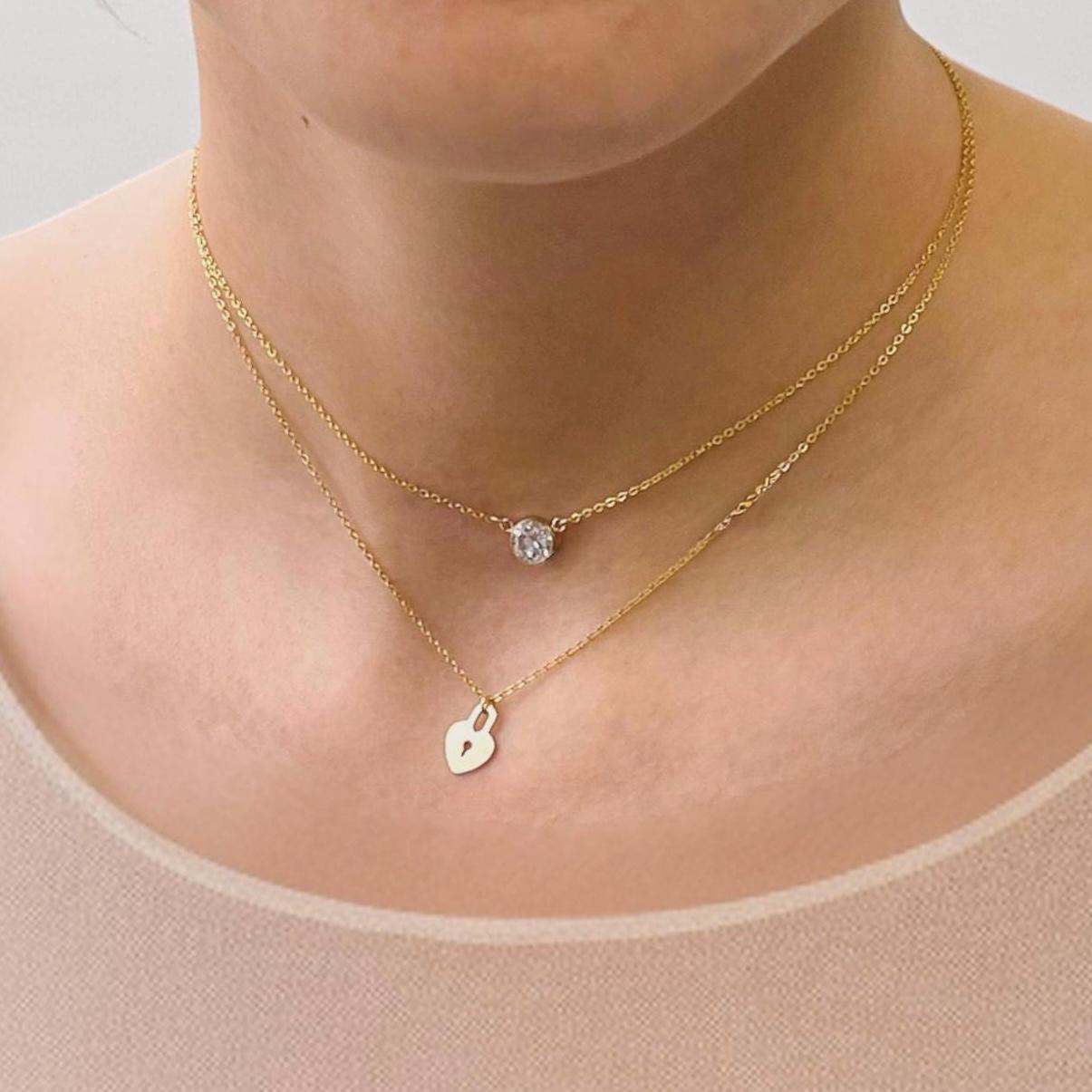 Heart Lock Necklace - Dainty 14K Gold & Silver Jewelry by Olivia Cactus