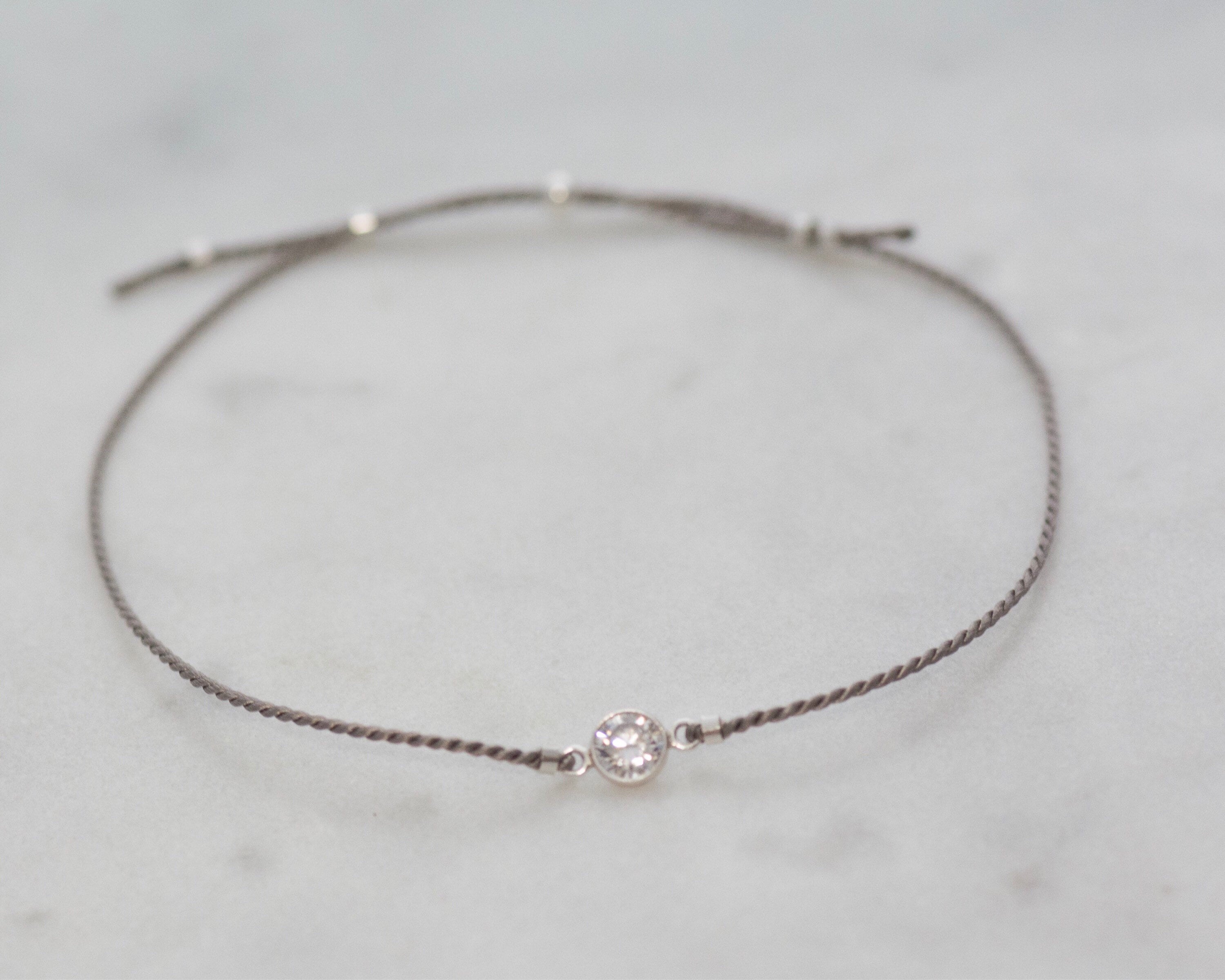 Silver CZ on Silk Bracelet