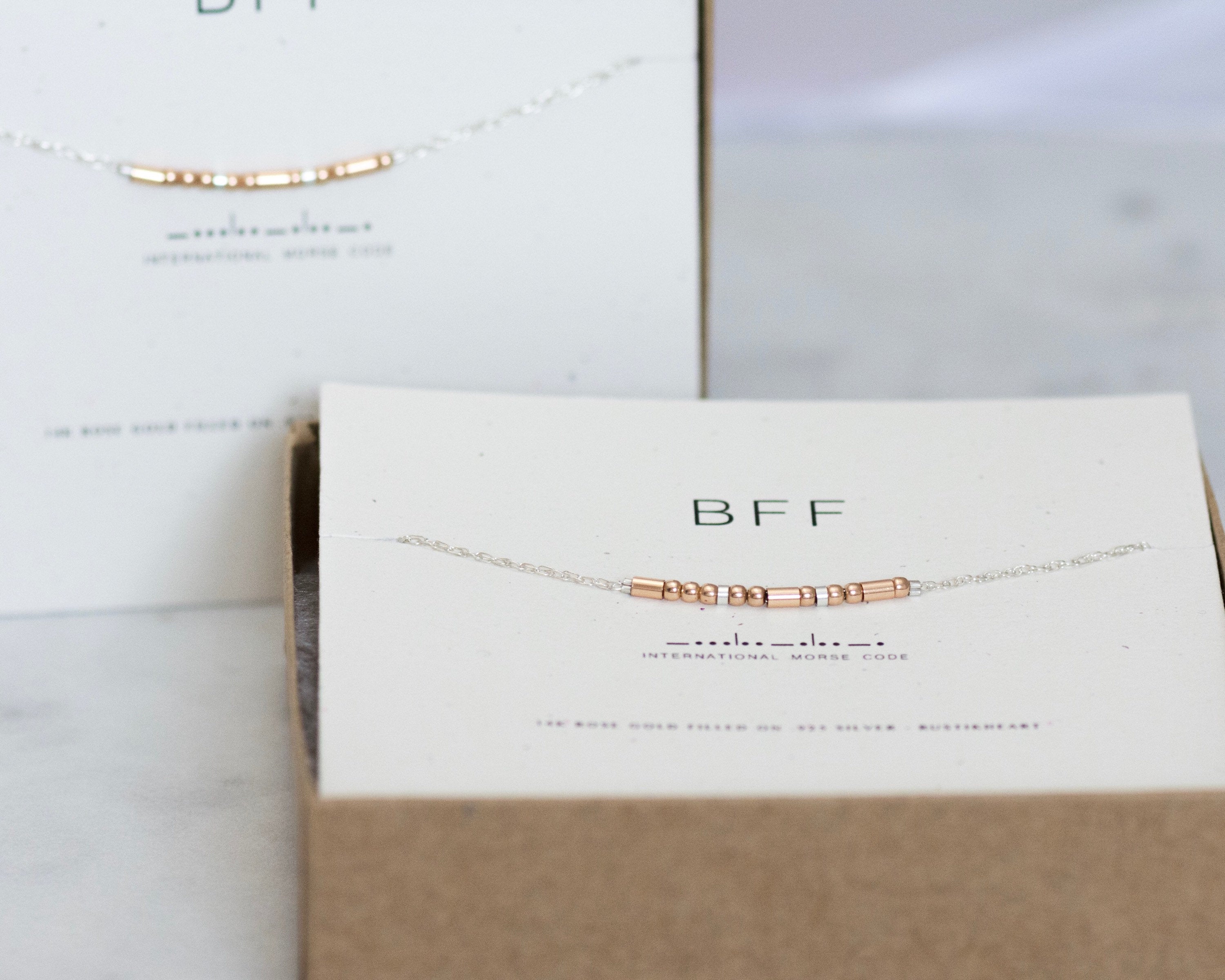 Morse Code Necklace • Blessed Necklace Best Friend Gifts Bridesmaid Gift Necklace Rose Gold and Silver Morse Code Jewelry Thank You Gift