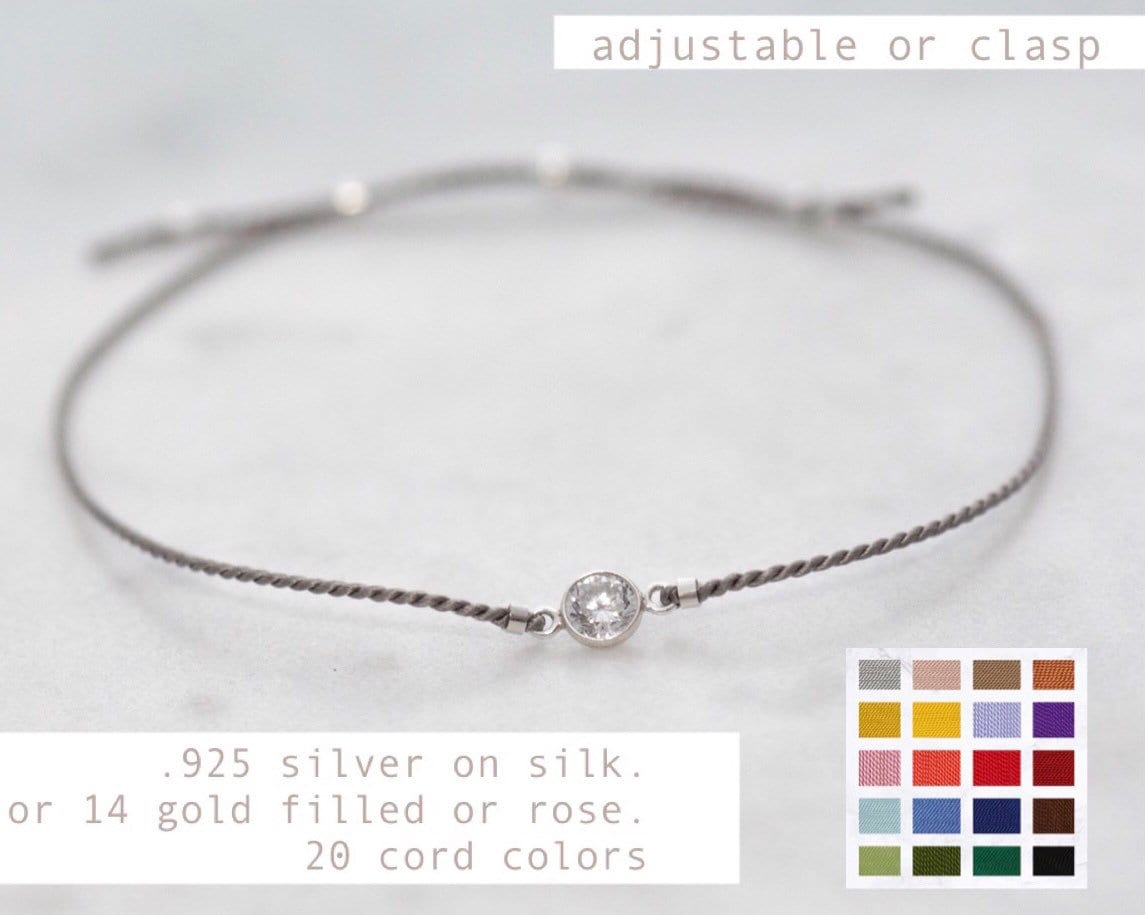 Silver CZ on Silk Bracelet