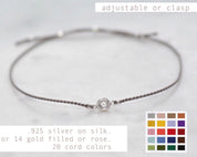 Silver CZ on Silk Bracelet