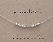 Custom Sterling Silver Morse Code Necklace: Personalized Aunt Gift