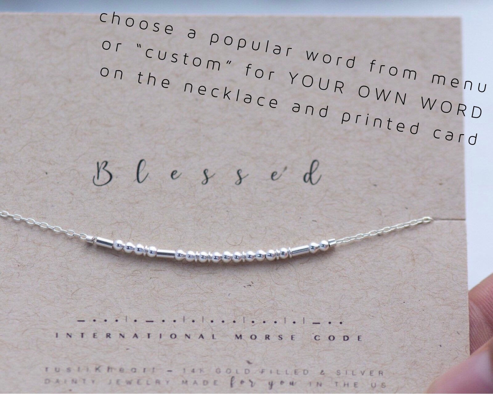 Custom Sterling Silver Morse Code Necklace: Personalized Aunt Gift