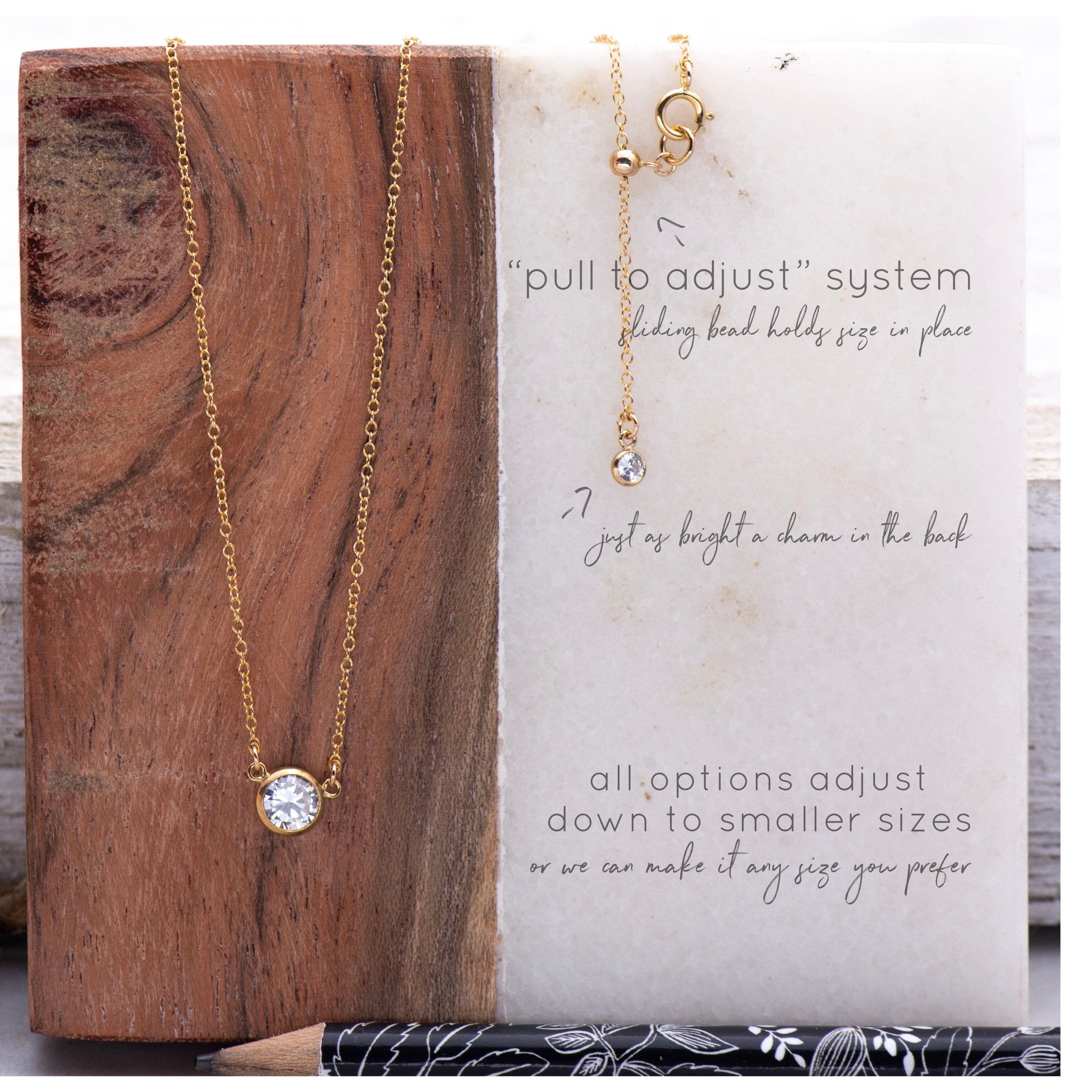 Nasreen Necklace, Diamond Cut CZ on 14k Gold Filled Chain, Dainty Bridesmaid Gift
