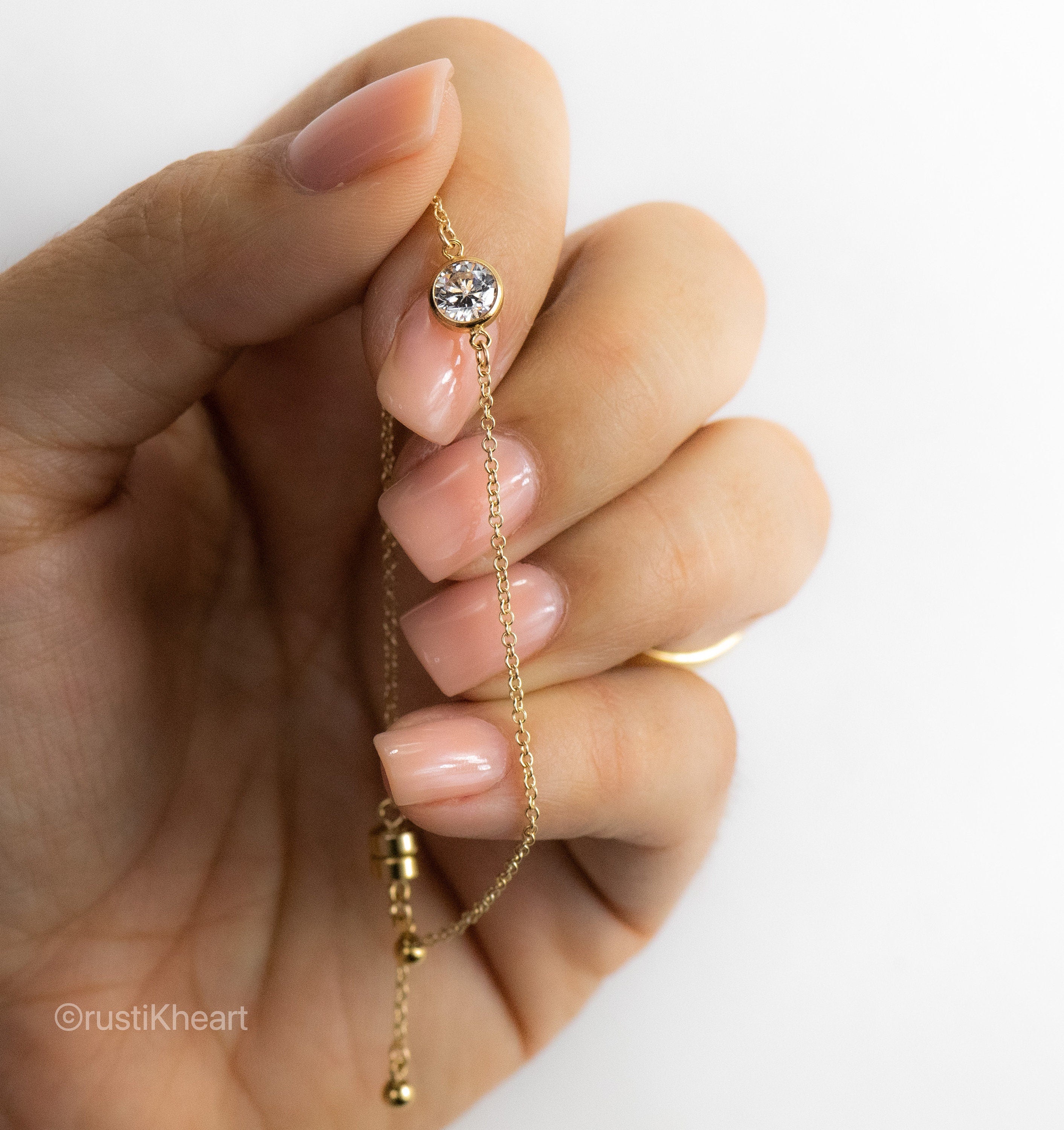 Solitaire Diamond Cut CZ Gold (GF) Chain Bracelet