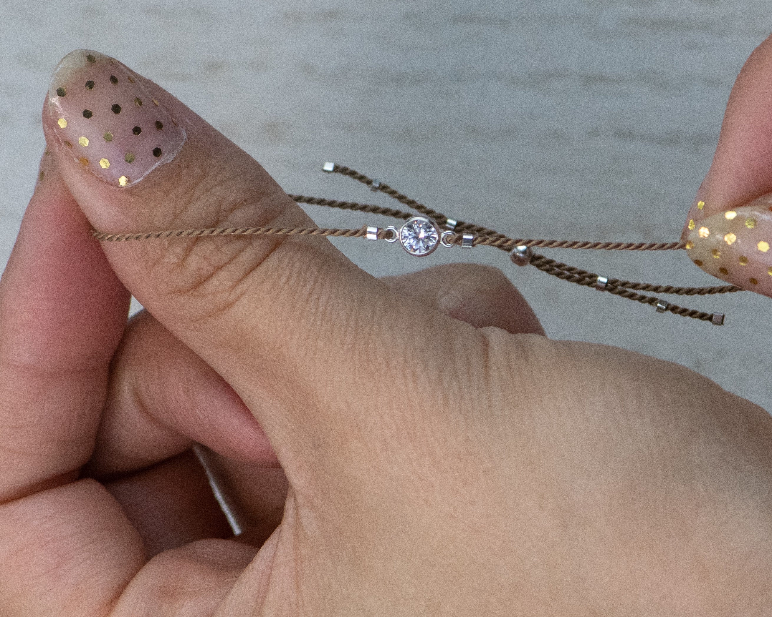 Silver CZ on Silk Bracelet