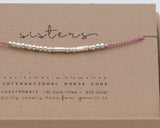 Sisters Morse Code Bracelet: Silver Beads