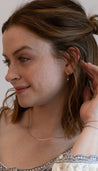 Small Hoop Golden Earrings with Dangling Pearl Morse and Dainty Jewelry by Olivia Cactus