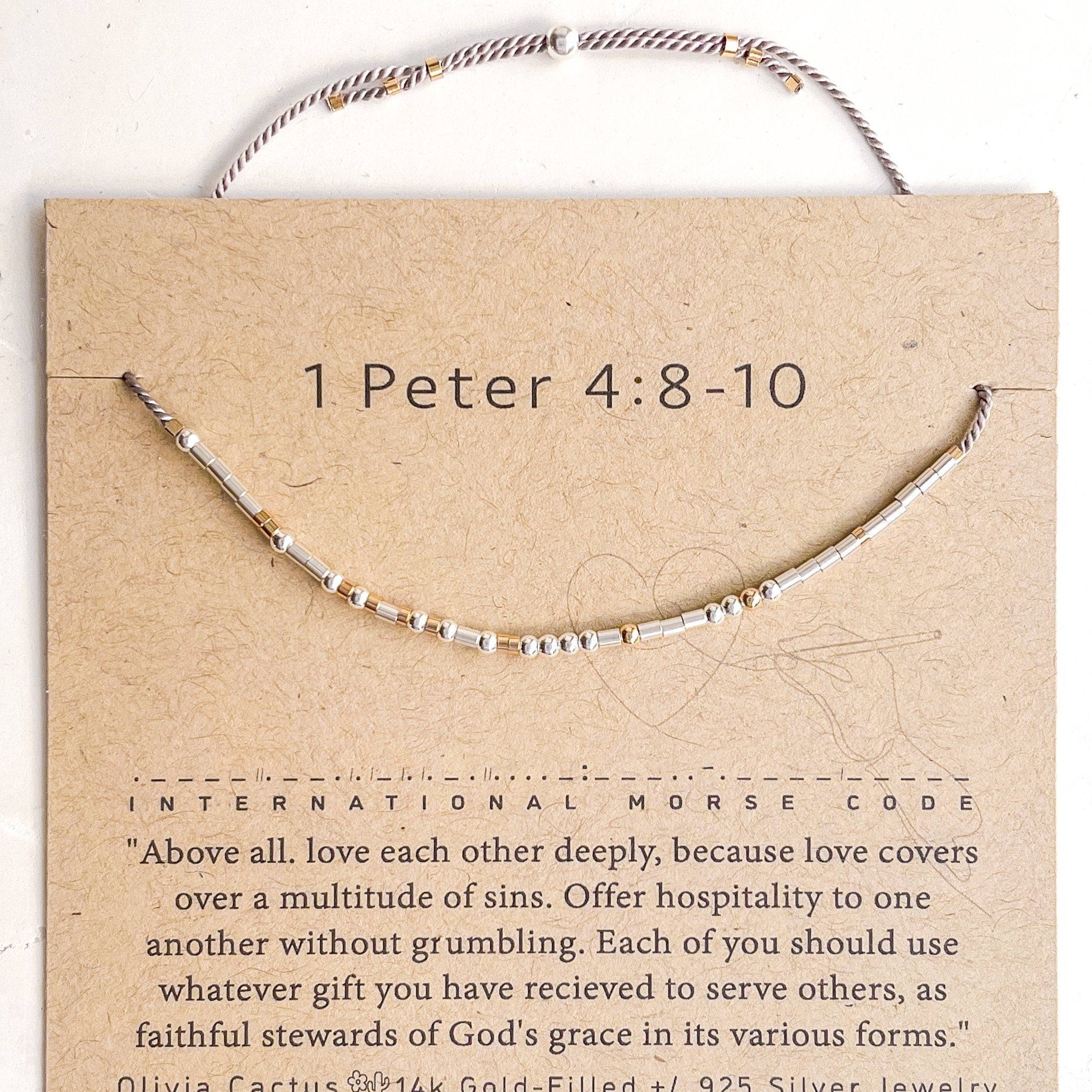 1 Peter 4:8-10 Bible Morse Code Bracelet
