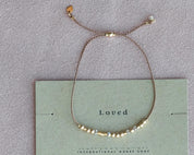 Gold + Crystals Morse Code Bracelet + Cross Charm
