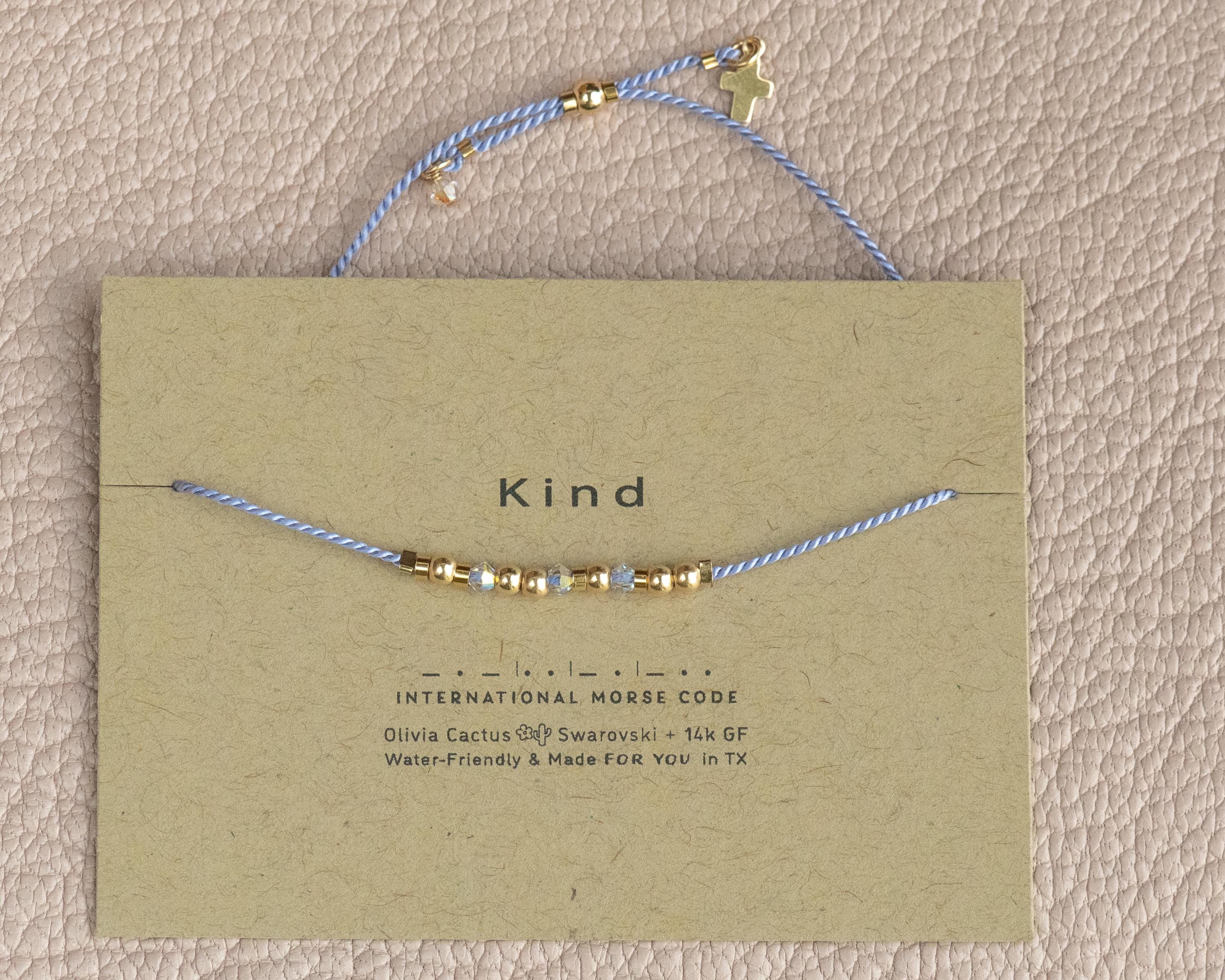 Gold + Crystals Morse Code Bracelet + Cross Charm
