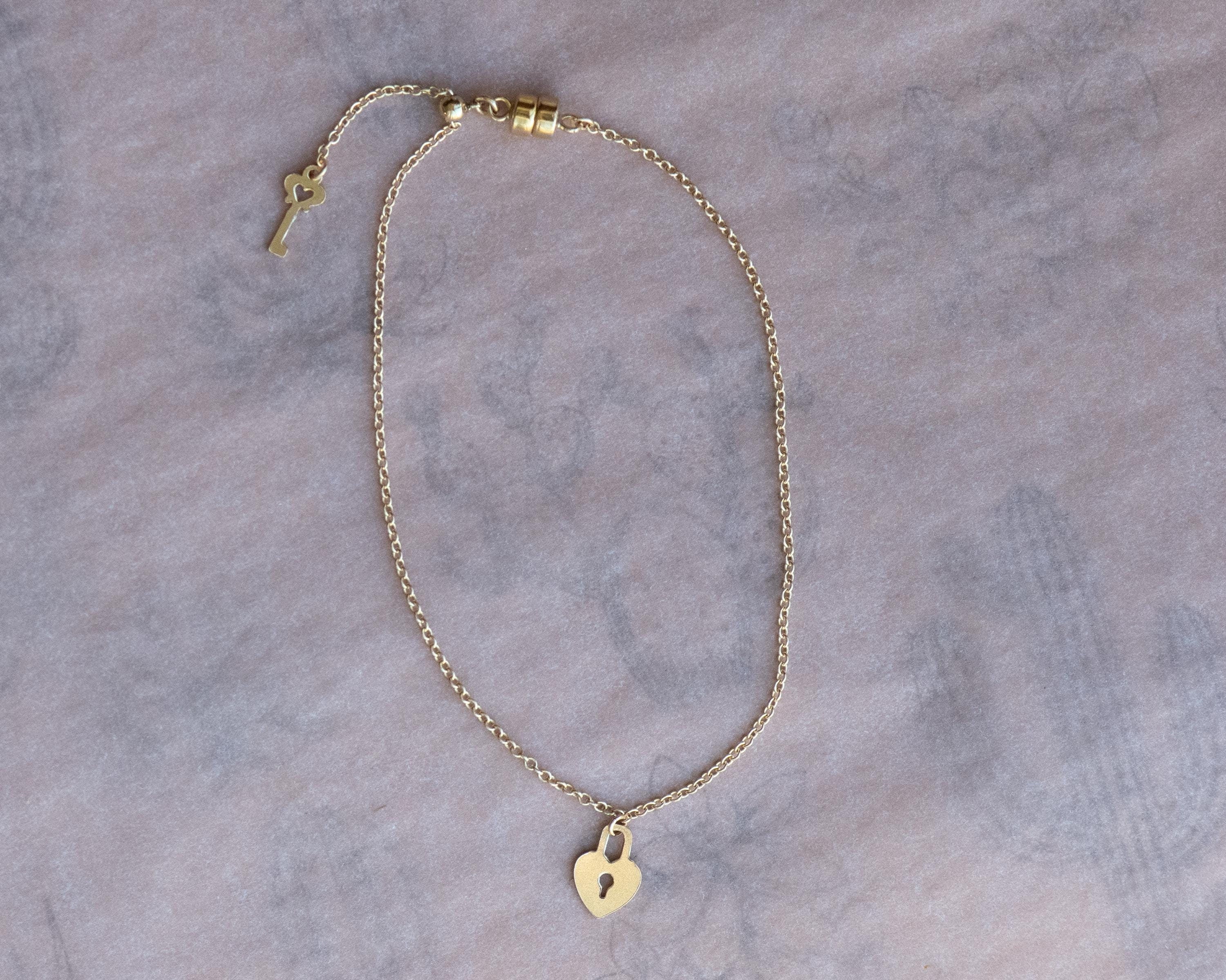 Heart lock gold chain bracelet