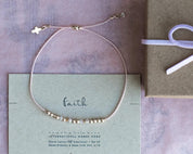 Gold + Crystals Morse Code Bracelet + Cross Charm