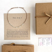 Anxiety Morse Code Bracelet with Bible Verse Scripture Phillipians Shown on Card