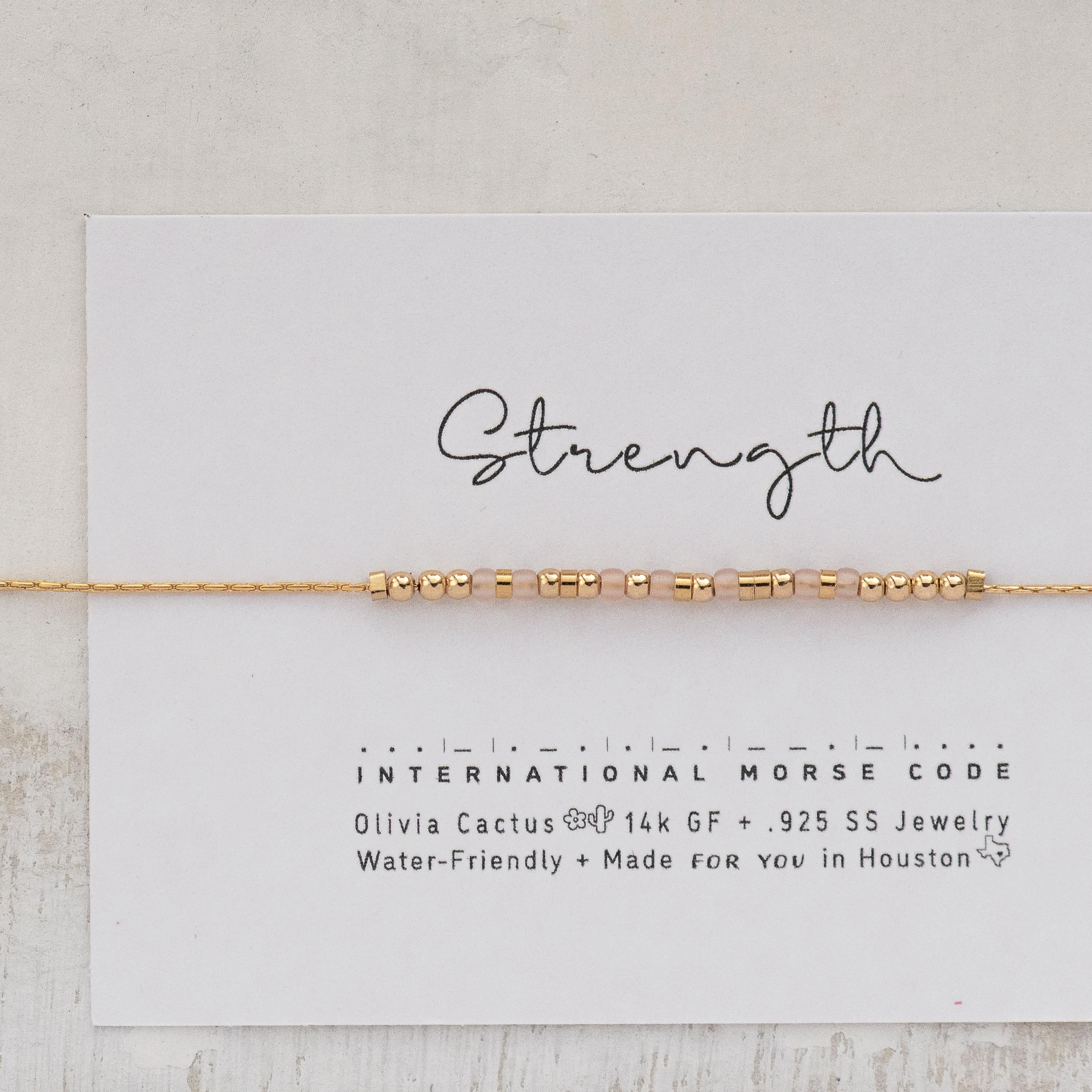 Gold Morse Code Bracelet: Personalized Word, Encouragement Gift
